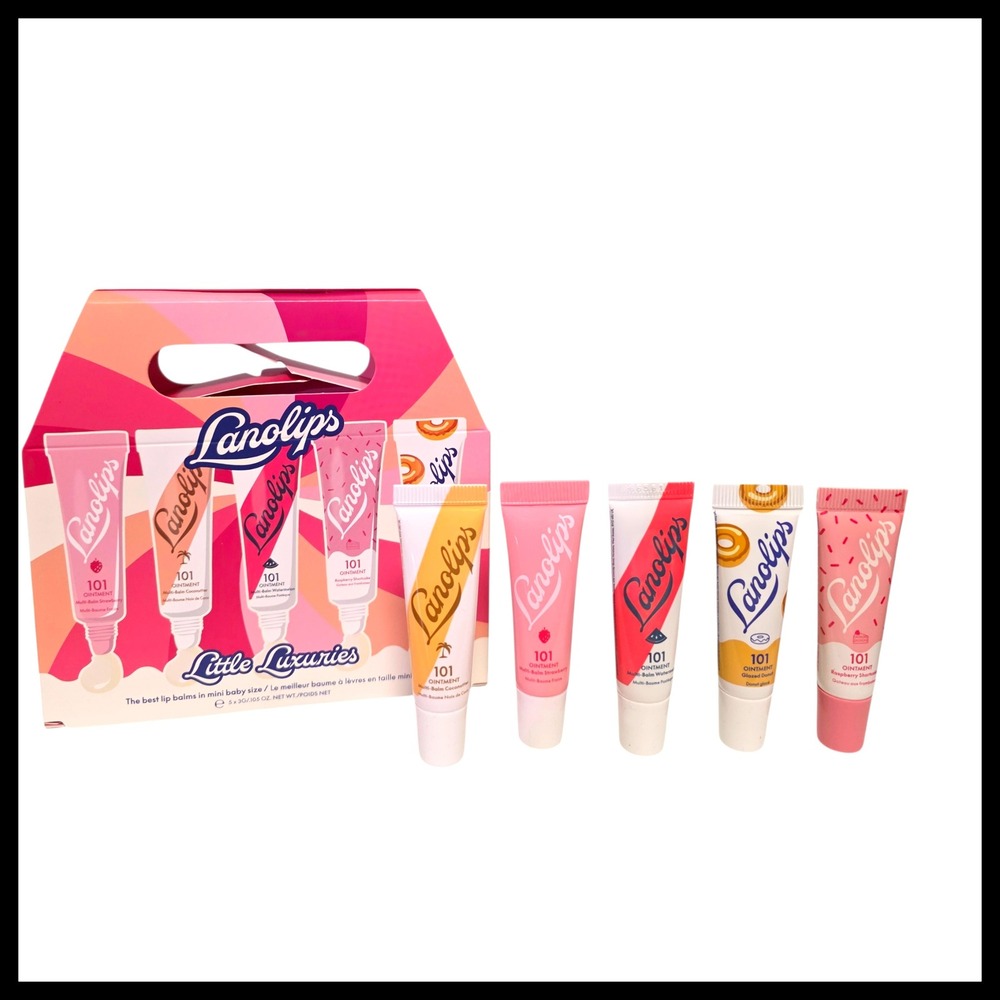 Lanolips Little Luxuries Mini Lip Balm Set 5 Flavors Hydrating Gift Glazed Donut